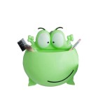 Toothbrush and toothpaste holder, frog head, green color
